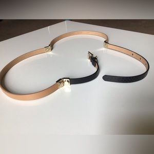J.Crew Mixed Leather Rivet Tan & Black Thin Belt ( never wears)